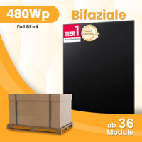 Sunpro 480Wp BC Bifaziale Full Black Glas-Glas Solarmodule – Palette mit 36 Modulen, by Powerness