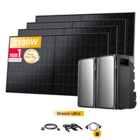 2x EcoFlow STREAM Ultra, alles-in-één opslagsysteem voor Plug & Play zonnepanelen, met 4 x 480Wp Sunpro BC bifaciale Full Black zonnepanelen, by Powerness