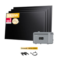Growatt NEXA 2000 All-in-One thuisbatterij voor Plug & Play zonnepanelen, met 4 x 480Wp Sunpro BC bifaciale Full Black zonnepanelen, by Powerness