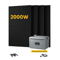 Growatt NEXA 2000 All-in-One Opslag voor Balkon-Zonnepanelen, met 4 x 500W Bifaciale Zonnepanelen, by Powerness