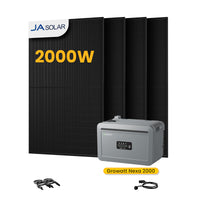 Growatt NEXA 2000 All-in-One Speicher für Balkonkraftwerke, mit 4 x 500W JA Solar Bifaziale Solarmodule,by Powerness