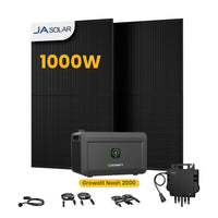 Growatt NOAH 2000 All-in-One Speicher für Balkonkraftwerke, mit 2 x 500W JA Solar Bifaziale Solarmodule,by Powerness